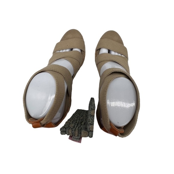 Tory Burch Beige Slip On Strappy Wedge Espadrille Sandals Size 8 Women’s - Picture 8 of 10